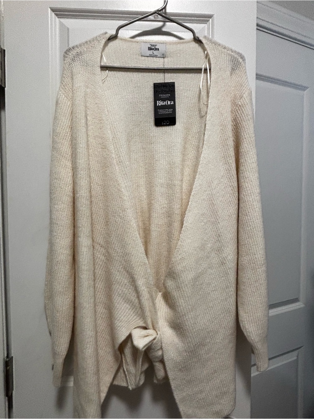 Primark Cream Open-Front Knot Knit Cardigan